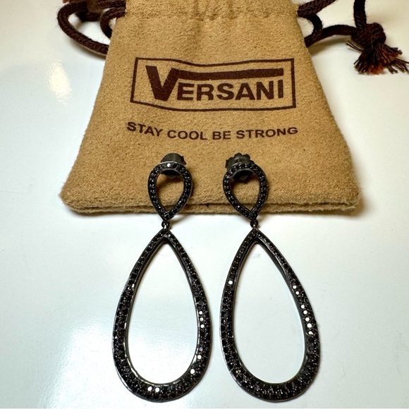 Versani Jewelry - New Versani 2 Carat Black Diamond Open Teardrop Earrings